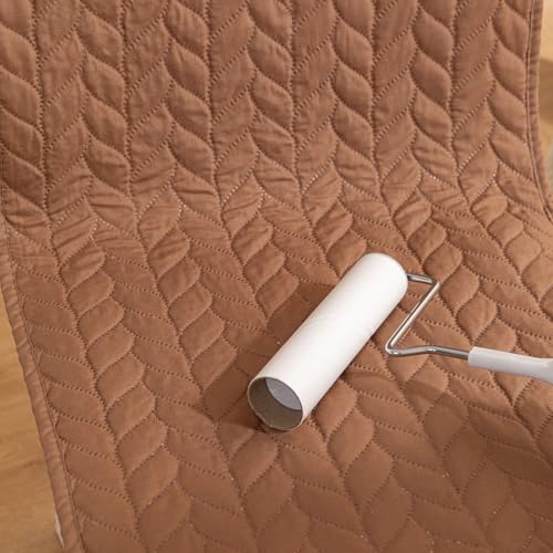 Image of HOMETHREADS Non-Slip Chair Cover-Universal Fit for Kitchen & Dining Chairs-Cushioned Comfort - Stylish Machine Washable Seat Cover -145x45Cm |(Light Brown, Pack of 8)
