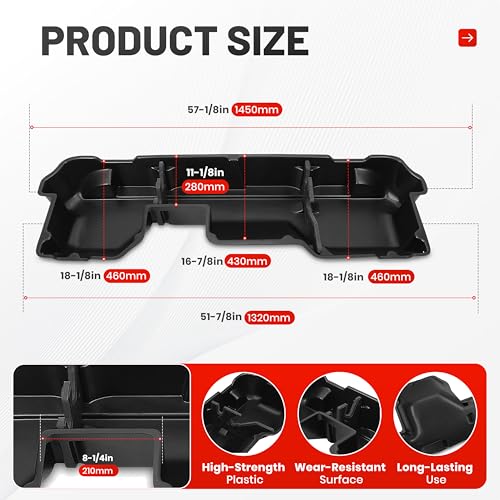 Kojem Under Seat Storage Box Compatible with 2019-2025 Dodge Ram 1500 Crew Cabs (New Body Style) Truck Organizer Back Underseat Container System- Black - Thumbnail 4