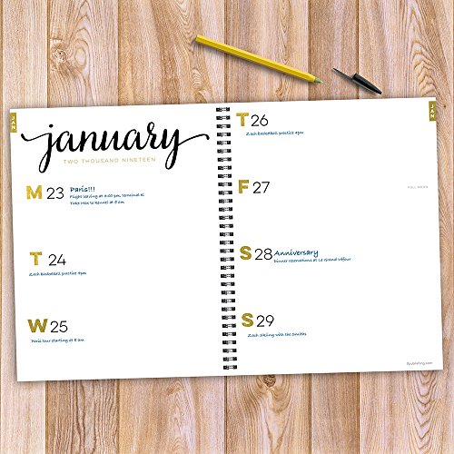 2019 Black Marble Large Weekly Monthly Planner, 9X11 #TOP7