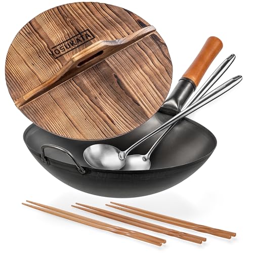 Wok de acero al carbono YOSUKATA 14 pulgadas con accesorios miniatura 1
