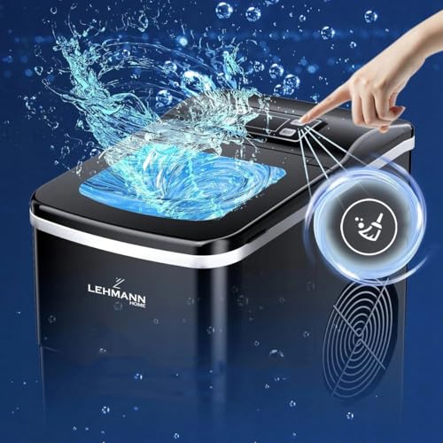 LEHMANN ‎LHOIM-1222 Eiswürfelmaschine 2l, 9 Eiswürfel in 6-12 Minuten, 12 kg in 24 Stunden, automatische Reinigung, 2 Eiswürfel Größen, ideal für Küche, Büro, Bar und Party