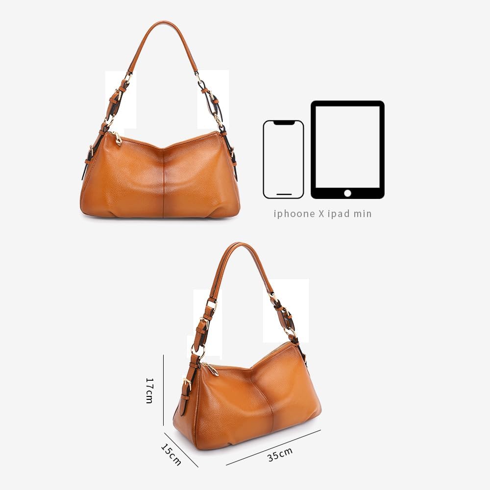 Kattee Soft Leather Hobo Handbags for Women, Genuine Top Handle Bags Vintage Shoulder Purses - Image 4