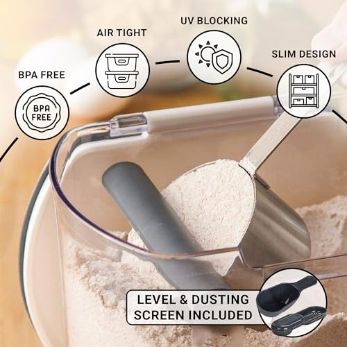 Progressive International Prepworks ProKeeper Kitchen Clear Plastic, Airtight Food, Flour and Sugar Storage Container Set, 6 Piece, White