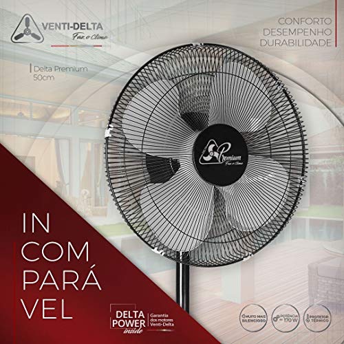 Venti-Delta Oscilante de Coluna Premium 50 cm, Bivolt – Grande Aço, 695410, 170 W, Preto