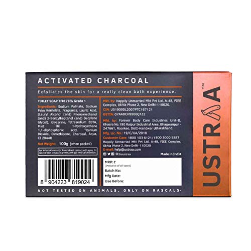 Ustraa Deo Soap For Men With Activated Charcoal, 100 G (Pack Of 8) - Image 6