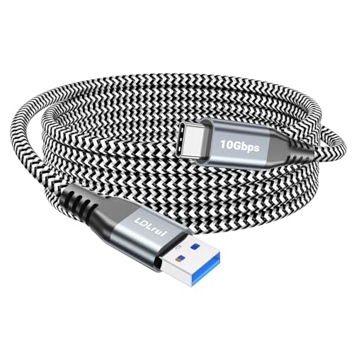 Extra Long USB C Cable 10Gbps Data Transfer 10ft/3m, Nylon Braided QC 3.0 Type C Fast Charging USB A to USB C Charger Cord for iPhone 15 Pro, Samsung Galaxy S20/S10, Moto G9, Google Pixel, Camera