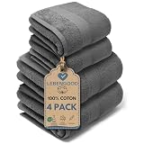 LEBENGOOD Set 4 Serviette de Bain 100% Coton 2 Toilette 2 Douche Oeko TEX Taille durables