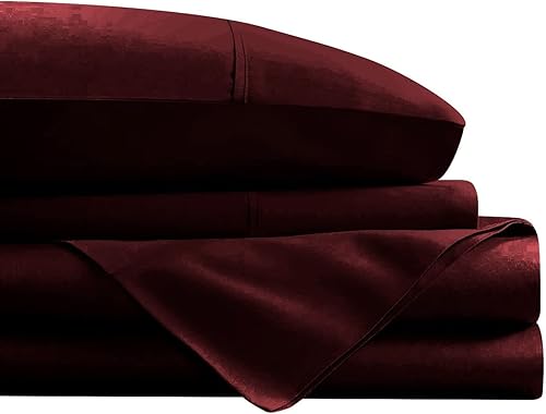 Miniatura 23 de Juego de sábanas de 4 piezas de 800 hilos, 100% algodón natural puro, color naranja, se adapta a colchones de hasta 32 pulgadas de profundidad,