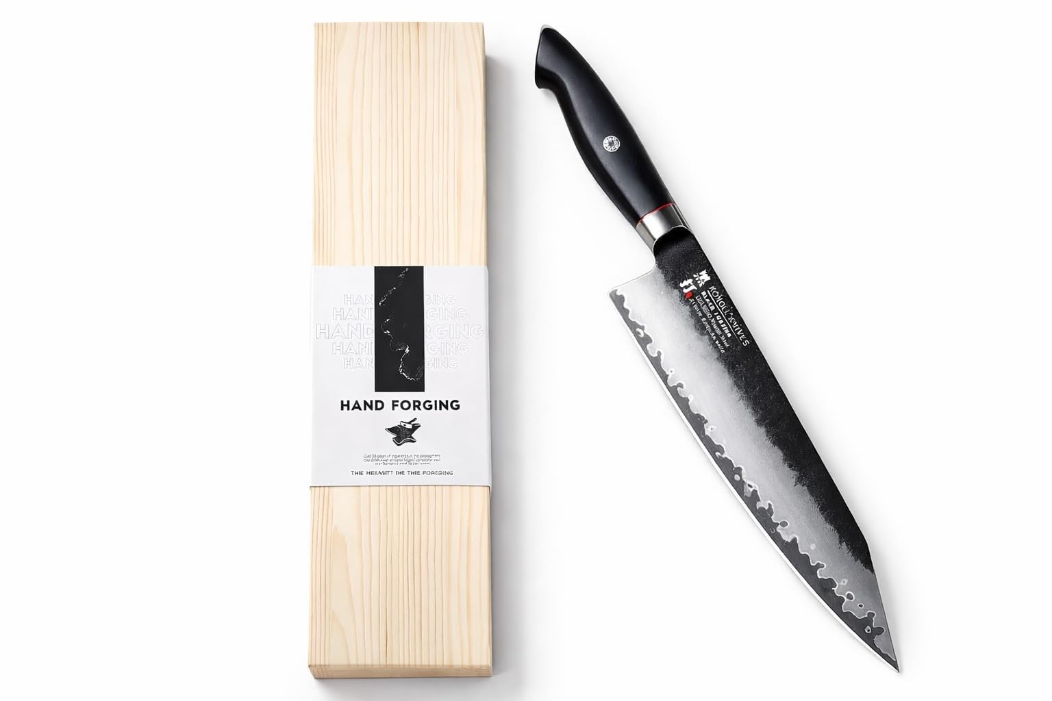 Coltello da Cucina Kiritsuke Forgiato Nero | Acciaio USA BG42 Ultra Affilato | Coltello da Chef Professionale | Design Giapponese | Alta Precisione per Carne, Pesce e Verdure