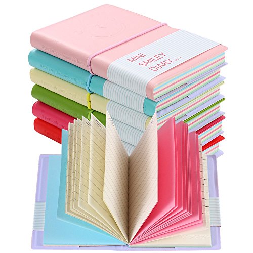 Ipienlee Small Diary Pocket Notebook, PU Leather Smiley Face Mini Note Pads, Perfect