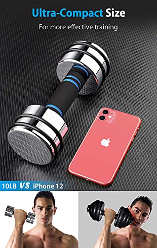 Dumbbells Set 15Lb Pair (7Lb/10Lb/12Lb/15Lb) Adjustable Weights Dumbbell Ultracompact Chrome With Foam Handles Home Gym Workout Exercise (Mirror-Finish 15Lb×2) #TOP3