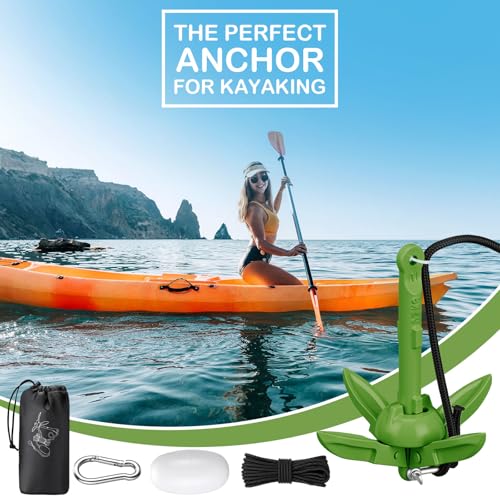 Image of Lounsweer 2 Pack 1.5 /3.5 lb Marine Kayak Anchor Kit Folding Grapnel Anchor Kit Boat Kayak Fishing Accessories for Small Boats Kayaks Canoe Paddle Boards