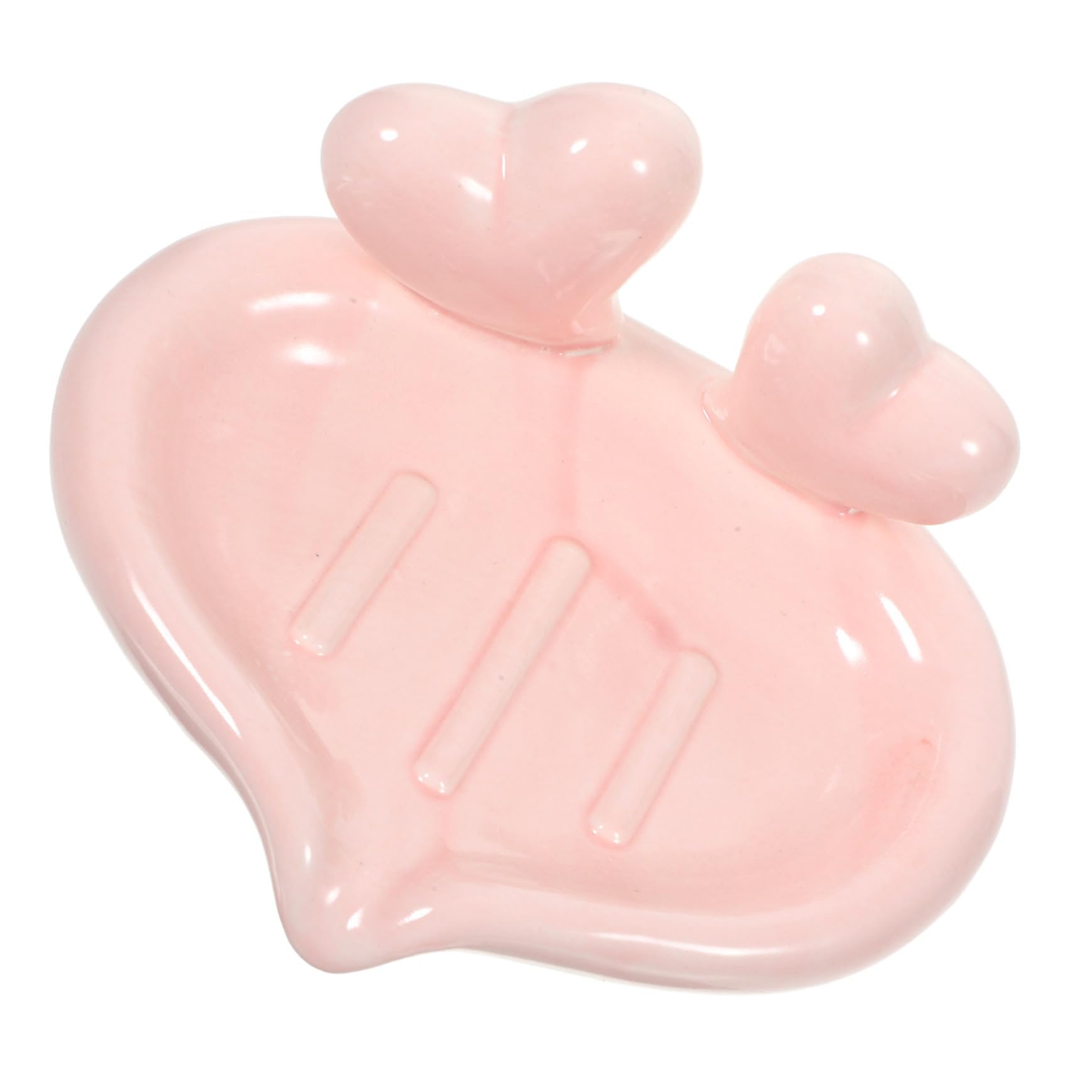 Jabonera de Baño en Forma de Corazón de Cerámica Rosa 1 Pieza | Diseño Creativo, Función de Drenaje, Fácil de Limpiar, para Aseo Público y Detalle de Obsequio
