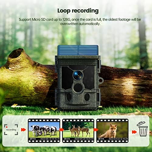 NEXCAM Solar Powered 4K 30fps Wildlife Camera WiFi 36MP Bluetooth Trail Camera with Night Vision Motion Activated IP66 Waterproof for Wildlife Monitoring