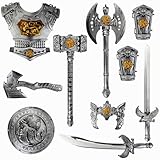 Liberty Imports Medieval Knight Armor, Kids Pretend Role Play Plastic Costume Dress Up Cosplay with Toy...