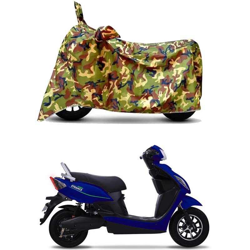 Image of Waterproof 100% PVC Coated Full Bike Scooty Two Wheeler Body Cover Compatible for Pure EV ETrance+ /UV-Rays /Heat Protection /Birds Dropping /Scratchproof /Dust Proof [6X6 Jungle Print]