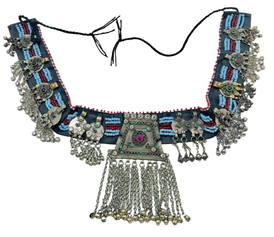 Vintage Kuchi Belt, Tribal Belly Belt With Big Pendant and Coins, Multicolor Beads Kuchi Dance Belt, Old Style Belts, Boho Belly Dance Belts