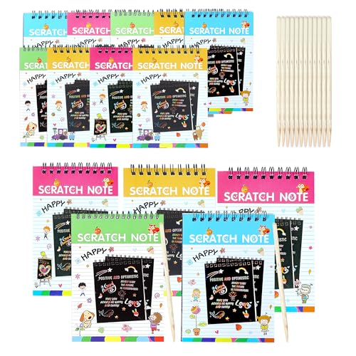 Image of GLUN Scratch Notepad for Kids, Random Nature Theme Pack of 15 with Magical Rainbow Color Sheets