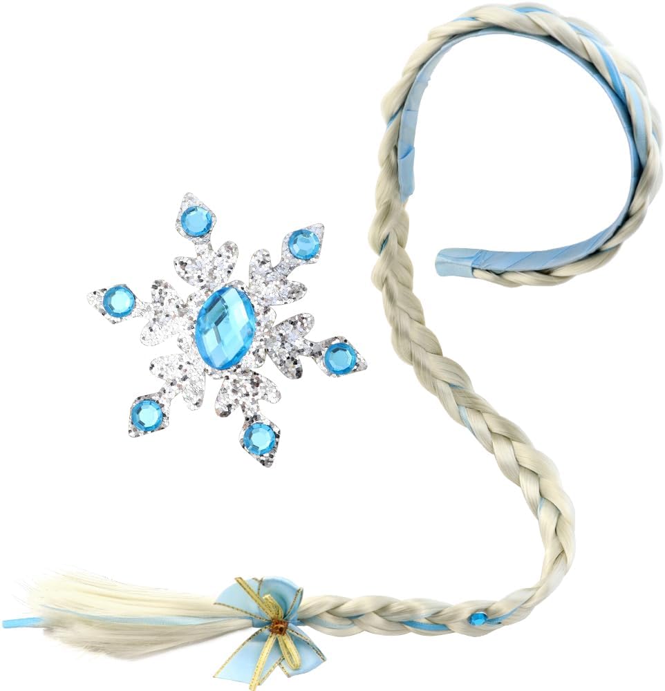 1 Pack Girls Costume Wig Princess Dress up Braided Wigs Polyester Wig with Braid Long Hair Princess Rapunzel Hairpiece Long Hair Headbands Costume Accessories for Girls