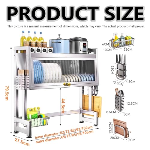 Estante para platos para fregadero, organizador de encimera de cocina ajustable que ahorra espacio para platos, cuencos y suministros de limpieza, resistente al óxido, fácil de instalar, diseño