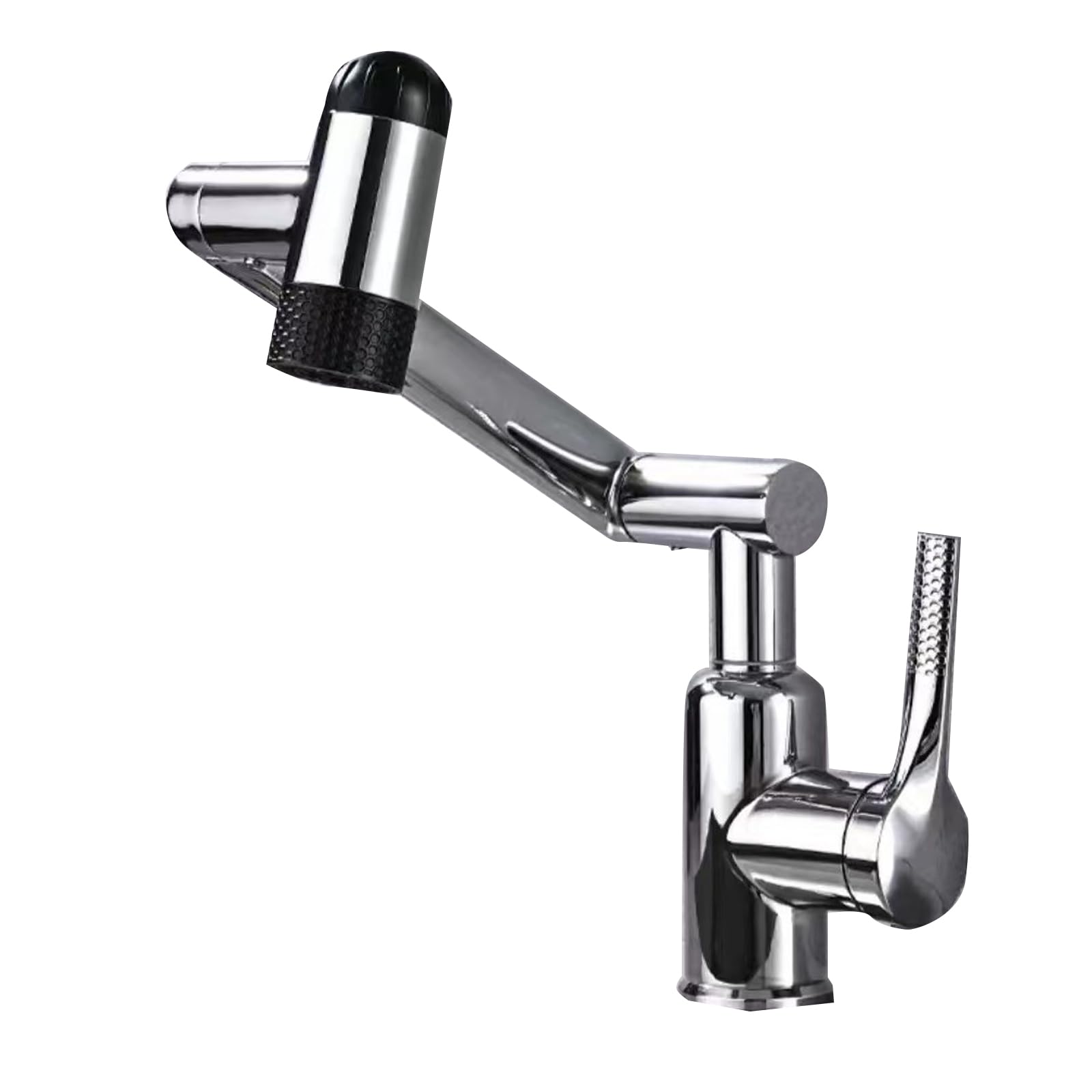 JRUIA Milky White Robotic Arm Bathroom Faucet, 360° Rotatable Stainless Steel Sink Faucet, Multiple Water Dispensing Modes,Chrome
