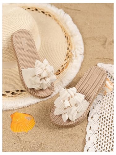 Image of GORGLITTER Girl's Sandals Summer Cute Fashion Trendy Beach Vacation Slides Sandals Bow Braided Slip on Dress Sandals