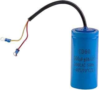 IONQXIDLD Condensador de Arranque de CA CD60 300uF 300V Adecuado for compresores de Aire de Motores Pesados, Dos Cables Rojo y Amarillo