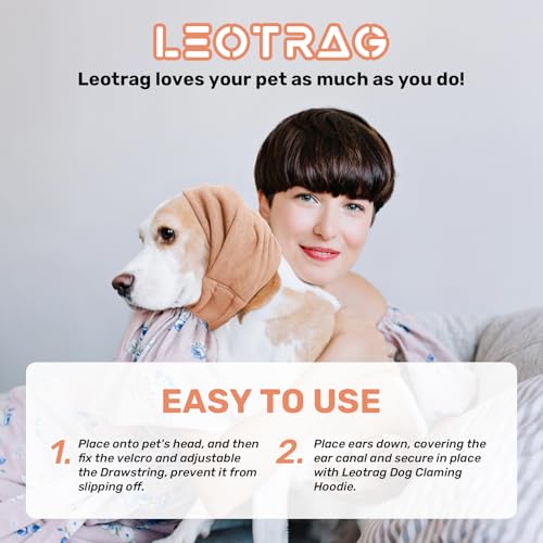 Image of Dog Calming Hoodie, No Shake Ear Wraps for Dogs, Adjustable Dog Ear Muffs for Noise Protection, Ear Wrap Head Cover for Head Warp Anxiety Relief, Hematoma, Grooming and Force Drying