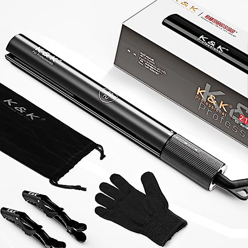 K&K Hair Straighteners for Women, Professional 2 in 1 Straightener and Curler,100% Pure Titaniuam with Nano Ceramic Tourmaline Coating Plate 130-230°C Flat Iron for All Hairstyles