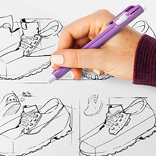 Pen-Style Erasers Set, Including Retractable Click Eraser Push-Type Eraser Pen 5 Colors Portable Rubber Stick Erasers And Refills For Home School Office Painting Drawing Writing (20 Pieces) #TOP5