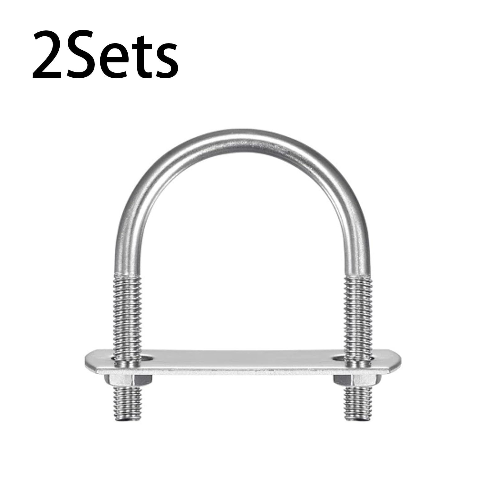 TOP-VIGOR 2 sets M6 Round U-Bolts, 38mm Inner Width 58mm Length 304 Stainless Steel Tie Down U-Bolts with Nut - Image 3