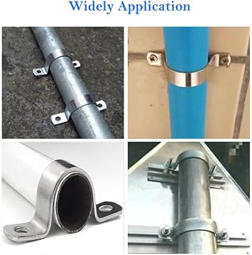 AKIHISA 14mm Heavy Duty Pipe Strap,10 Pcs 2 Hole U-Tube Strap Clamp,Stainless Steel-304 Rigid U-Bracket Pipe Strap Clamp(ID35/64 Inch)