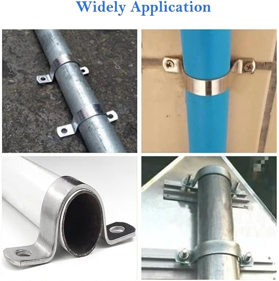 AKIHISA 14mm Heavy Duty Pipe Strap,10 Pcs 2 Hole U-Tube Strap Clamp,Stainless Steel-304 Rigid U-Bracket Pipe Strap Clamp(ID35/64 Inch)