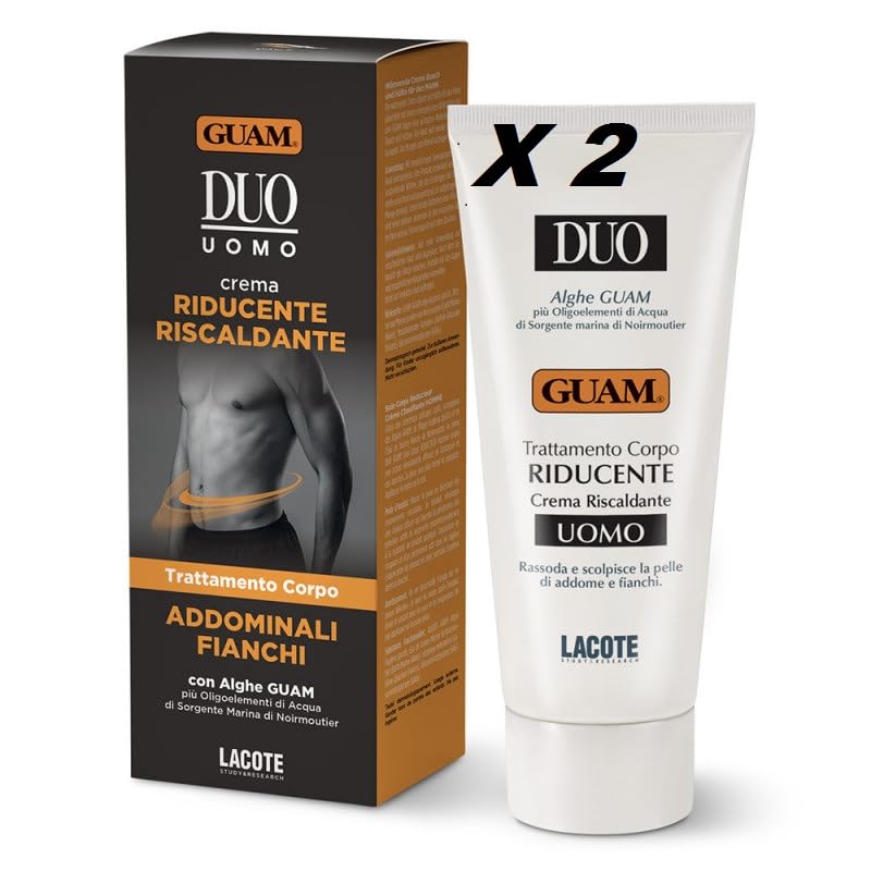 DUO UOMO CREMA RIDUCENTE 200 ml (2 Confezioni) Rassoda e scolpisce la pelle di addome e fianchi