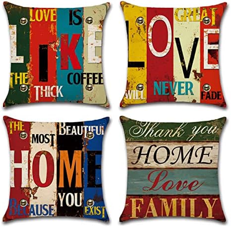 Maxspace Cushion Covers 45cm x 45cm, 18 x18'' Pack of 4 Decorative Square Pillow Cover with Invisible Zipper, Different Flora and Fauna Styles Throw Pillow Case for Living Room Sofa Bedroom (Style K)