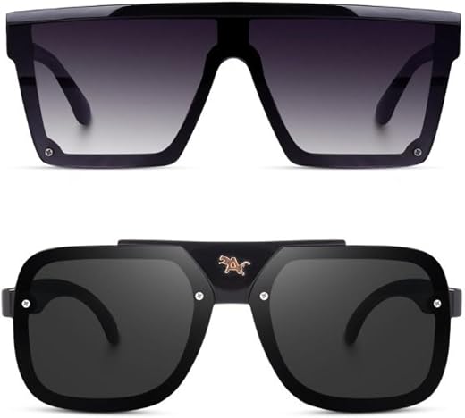 Sunwear Lightweight Everyday Wear Black::Black Coloured Sunglasses for Men &amp; Women 8238_Black &amp; 9001_Full BLACK