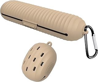 fashion mania 2 Pack Makeup Brush Sponge Holder Silicone Makeup Brush Storage Bag Case Organizer Box Beauty Blender Holders Travel with Hook (khaki)