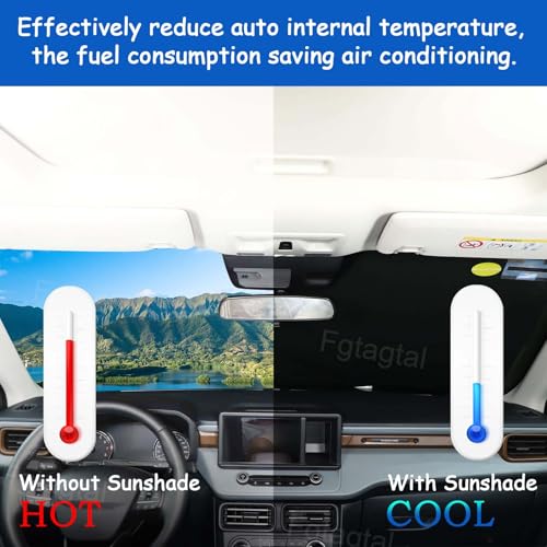 Image of Windshield Snow Cover Fit for Ford Ranger Maverick 2022-2024, Front Windshield Cover for Ice and Snow, Extra Thick Windshield Ice Cover Protect from Rain, Sun, Frost (Black)