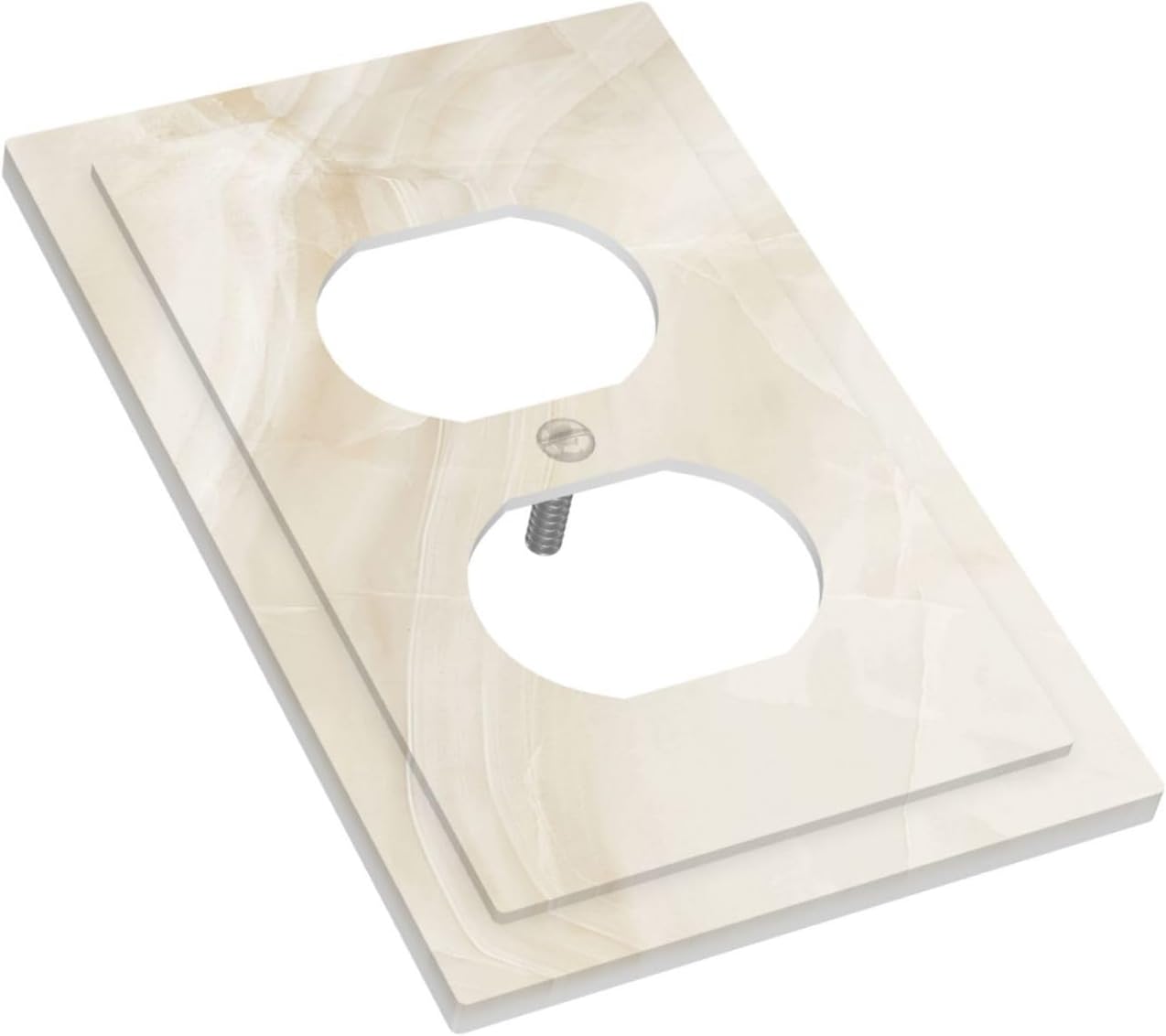 Outlet Covers Beige Marble Texture Stone Pattern 1 Gang Duplex Light Switch Cover Plate Decorative Switch Plate Covers Electrical Socket Cover for Bedroom Bathroom Decor