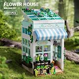 TYCOLE Flower House Building Set with LED Lights, 1077 PCS City Greenhouse Building Block Toy, Garden House Architecture Book Nook Home Decor Birthday Gift for Adults or Girls 8-12 Years