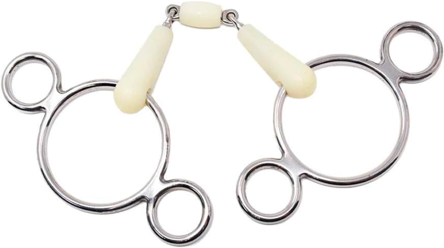 Happy Mouth 2-Ring Double Jointed Roller Gag Bit - Apple Scented Durable Stainless Steel Rings Soft Polymer Middle Horse Riding Continental Dutch Gag Bit