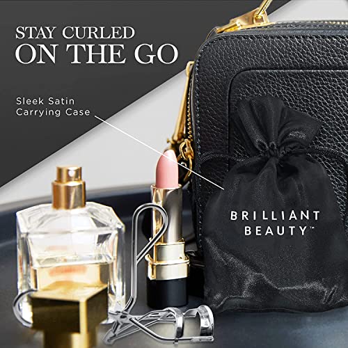 Brilliant Beauty Eyelash Curler With Satin Bag And Refill Pads - Award Winning - No Pinching, Just Dramatically Curled Eyelashes And Lash Line In Seconds - Get Gorgeous Eye Lashes Now (Platinum) #TOP5