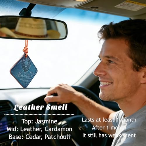 GLIMEXY Leather Air freshener for Car Leather Car Scents Air Freshener Encouragement Gifts for Christian Men Be Strong and Courageous Lion Christian Gifts for Men Unique — view 5