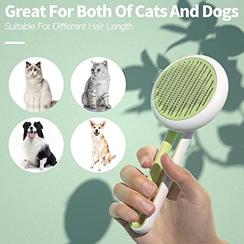 CHICLEW Cat Brush, Dog Brush, Pet Brush for Shedding and Grooming, Self Cleaning Massage Slicker Brush Easy to Remove Loose Undercoat, Mats Tangled Hair, Pet Brush for Long and Short Hair