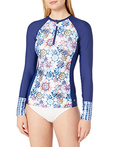 next Women's Detox Long Sleeve Rashguard Swimsuit Top, Rising Sun Navy, X-Large