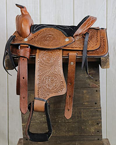 10"" Pony Horse Saddle Kids Cowboy Cowgirl Pleasure Leather Brown Western Saddle #TOP2