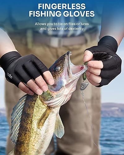 Kemimoto Summer Fishing Gloves, Upf 50+ Fingerless Outdoor Gloves For All Kinds Sports,Fishing, Sailing, Rowing, Hunting, Hiking And Camping #TOP4