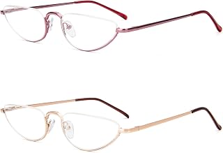 KoKoBin Half Reading Glasses for Men Women,Half Moon Metal Frame Lens Spring Hinge Readers