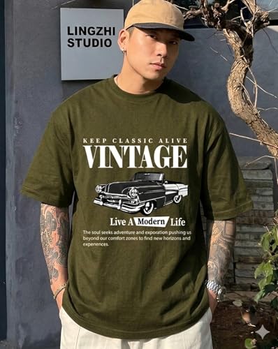 Image of AUSK Men's Half Sleeve Regular Tshirt, Graphic Print Round Neck Tshirt