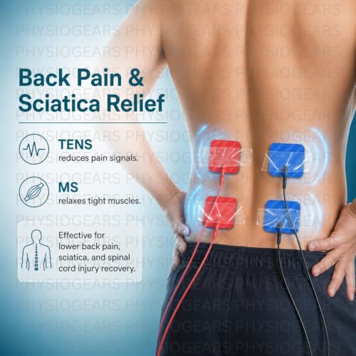 Image of Physiogears Mini Tens+MS Transcutaneous Electrical Nerve Stimulation Tens Muscle Stimulator Machine for Physiotherapy electrotherapy combo for all Pain Relief (Electrode Pad)